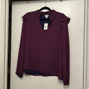 J. Crew Factory navy and red blouse in Large